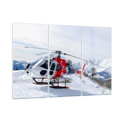 Produktbild von Bilder auf glas - Hubschrauber Berge Gipfel Winter - 105x70cm - Glasbilder - Wandbilder - Kunstdruck - zum Aufhängen bereit - Wanddekoration aus Glas - Glas Bilder - Wandbild auf Glas - GCE105x70-1572