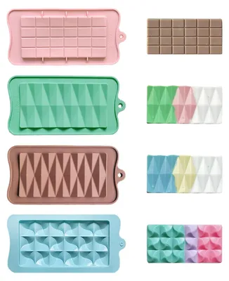 4 Silikon-Backformen, 22 x 10,7 cm, Blau, Rosa, Grün, Braun