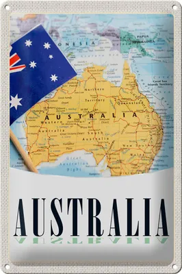Produktbild von Blechschild Reise 20x30cm Australien Kontinent Atlas Karte