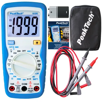 Produktbild von PeakTech P 1035, Digitales Multimeter, Hand-Multimeter, CAT III 600V, 600 V, 200 mV, 100 mV