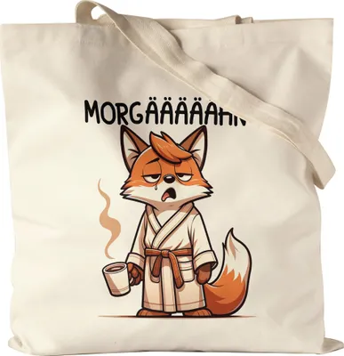 Produktbild von Morgääään Müder Fuchs Jutebeutel - Kaffeejunkie Geschenk