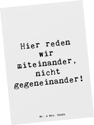 Produktbild von Mr. & Mrs. Panda Postkarte Spruch Konflikte friedlich lösen - Weiß - Geschenk, Inspiration, Konfliktlösung, Trost, Zuversicht, gemeinsame Lösungen finden, Mutmacher