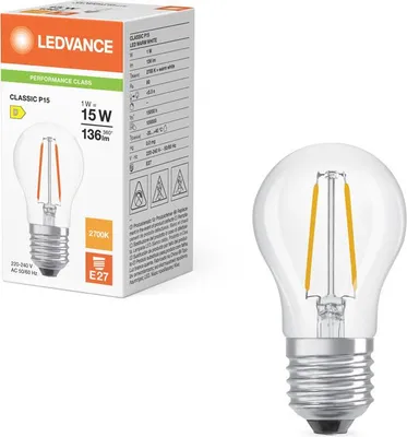 Immagine prodotto di Ledvance LED Filament P45 Goccia 1W = 15W E27 trasparente 136lm bianco caldo 2700K