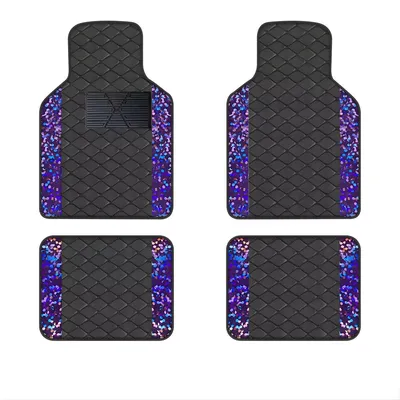 Produktbild von Auto Fußmatten Set 4-teilig Universal Kunstleder Schwarz Lila Antirutsch Innenraum Schutz