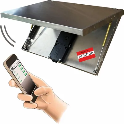 Produktbild von HooD Einbautresor 350x250x20 mm - Edelstahl roh, Bluetooth Steuerung, PS Locks App + Batterien