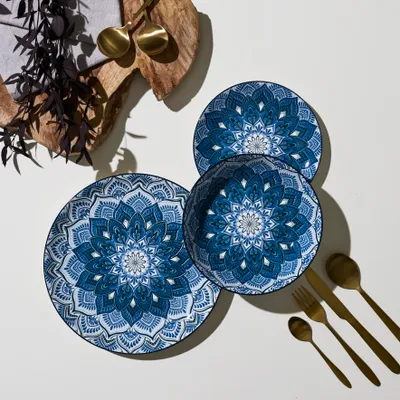 Produktbild von 12-teiliges blaues Mandala-Geschirrset