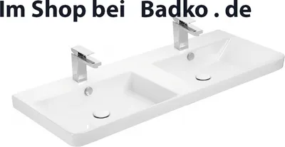 Produktbild von Keramik Doppel-Waschtisch 120 cm  glänzend weiß, B x T ca. 120x45 cm Keramik Waschbecken Kreabad