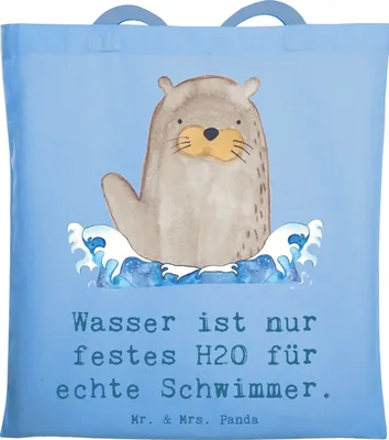 Produktbild von Mr. & Mrs. Panda Uni Tasche Schwimmen Abenteuer - Sky Blue - Geschenk, Technik, Freistilschwimmen, Teamsport, totebag, Sportler, Jutetasche, echter Schwimmer, Sport