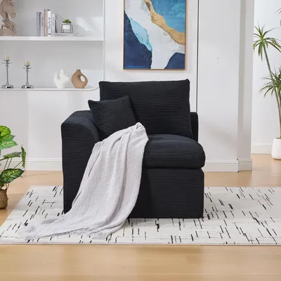 Produktbild von MODFU Klassische Relaxsessel Relaxsofa Loungesessel mit abnehmbarer Bezug und Schaumstoffkissen,Einzelsitzsofa Ecksofa mit Konstruktion,Schwarz