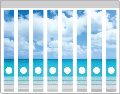 Produktbild von Wallario Ordnerrücken Sticker, selbstklebend für schmale Ordner, 8 Stück, Motiv Sandstrand und blaues Meer