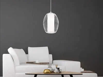 Produktbild von Pendelleuchten modern für übern Esstisch Gitterlampe mit Milchglas Lampenschirm