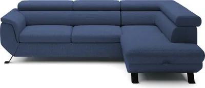 Produktbild von DomoHome ECKSOFA RAVEN L mit Schlaffunktion und Bettkasten, Freistehend, Polstersofa mit Verstellbaren Kopfstützen, 257x198x96 cm, Rechte Seite, Farbe: Blau