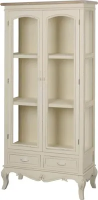 Produktbild von Rimini Massivholz Vitrine Paulownia Creme / Hellbraun