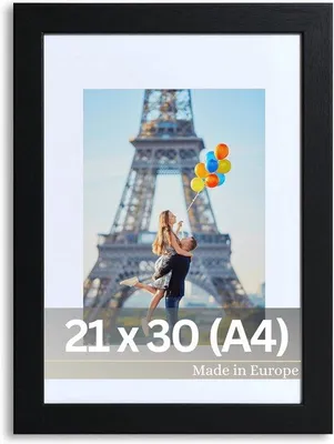 Obrázok produktu pre Čierny drevený rám 21 x 30 cm s paspartou