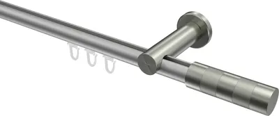 Produktbild von Interdeco Innenlaufstange / Gardinenstange mit Innenlauf Silbergrau / Edelstahl-Optik, Typ Platon Mavell (Zylinder), 20 mm Ø 1-läufig, 420 cm