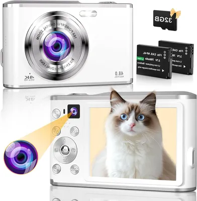 Zdjęcie produktu dla Aparat cyfrowy - kamera do vlogów - rejestrowanie wspomnień - wideo 4K i zdjęcia 48 MP - karta pamięci 32 GB - czarny