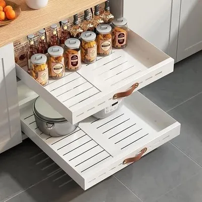 Zdjęcie produktu dla Organizer wysuwany do szafek rozkładany 30 50 cm szuflada kuchenna