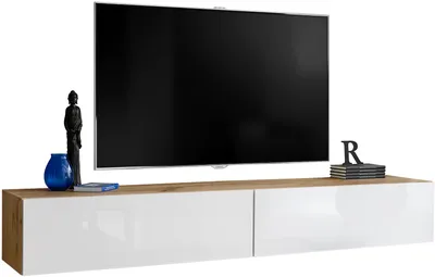 Obrázek produktu pro Extreme Furniture T34-200 TV Skříňky | Dvě Nástěnné Skříňky O Šířce 200 Cm Sklopné Dveře | Korpus Wotan A Bílá Čela