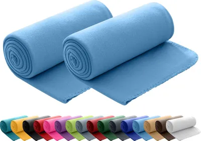 Produktbild von 2er Set Polar Fleecedecke 130x160 cm, OEKO-TEX ca. 400g Gewicht, mit Antipilling & Kettelrand - Farbe blau