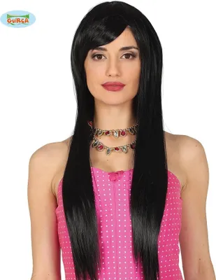 Produktbild von Dämon Karneval Perücke Lang Elegant Glatt Erwachsene Verschiedene Farben Stilvoll Fasching Haarmode, Farbe: Schwarz