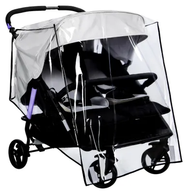 Produktbild von Universal Regenschutz für Geschwisterwagen, Regen- und Staubschutz für Zwillingskinderwagen, Winddicht für den Outdoor-Bereich - Links und Rechts