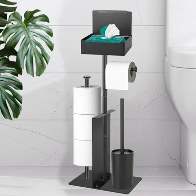Productafbeelding van Vrijstaand toiletrolhouder met toiletborstel en opbergruimte