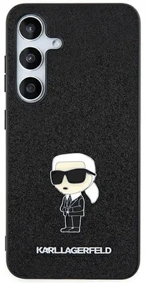 Productafbeelding van Telefoonsleeve Karl Lagerfeld, vastzittend, met glitter, iconisch logo, metalen knoop, voor Samsung Galaxy A55 - Zwart