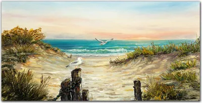 Produktbild von Coloray Bild aus Leinwand 140x70 Leinwand Dekoration - Küste Strand Meer Himmel