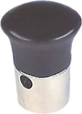 A close-up studio shot of a pressure cooker valve.