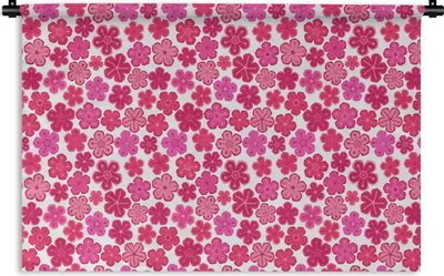 Produktbild von MuchoWow® Wandteppich Wandbehang Blumen - Rosa - Muster 120x80 cm Tapisserie Dekoration Wandtuch - Wanddekorationen - Wandtücher