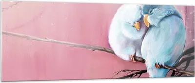 Produktbild von Bilder auf glas - Einteilig - Vögel Blau Zweig - 140x50cm - Glasbilder - Wandbilder - Bilder - zum Aufhängen bereit - Wanddekoration aus Glas - Glas Bilder - Wandbild auf Glas - GAB140x50-5026