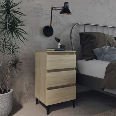 Immagine prodotto di Comodino con gambe in metallo rovere Sonoma 40x35x69 cm