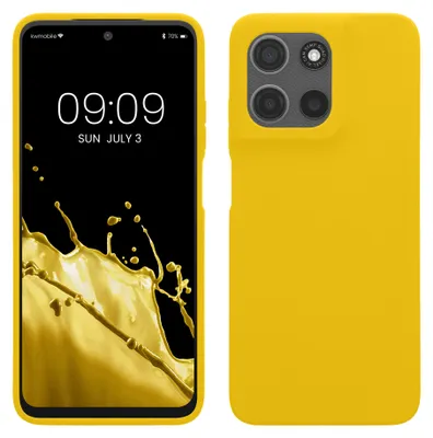 Produktbild von kwmobile Handyhülle für Motorola Moto G15 / G15 Power/ G17 / G17 Power Hülle - Case Silikon - Kabelloses Laden - Schutzhülle Cover in Strahlend Gelb