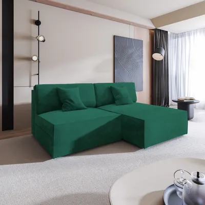 Produktbild von Masseno Ecksofa FIORO M mit Schlaffunktion L-Form, Sofa mit Bettkasten, Wohnzimmersofa, Couch, Soffa, Bettsofa, Couchgarnitur- Grün, MONOLITH 37