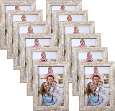 Zdjęcie produktu dla Zestaw ramek do zdjęć 10x15 cm beżowy kolaż drewniany 12 szt