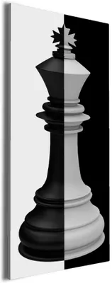 Produktbild von Wallario Premium Leinwandbild Schachfigur schwarz-weiß in Größe 60 x 150 cm