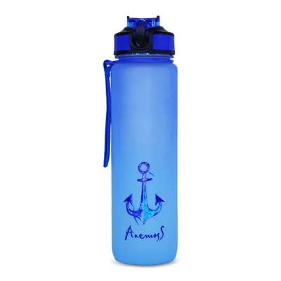 Image de Anémone modèle de bouteille d'eau en Tritan - 1000 ml, sans BPA, matériau de haute qualité, portable avec sangle, pour le sport et les voyages, bleu