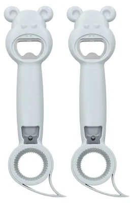 Image de Ouvre-boîte 2 en 1, multifonction, portable et manuel, pour bouteilles et canettes de boissons, couleur gris