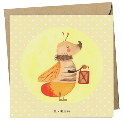 Produktbild von Mr. & Mrs. Panda Grußkarte Glühwürmchen - Gelb Pastell - Geschenk, Liebesspruch, Leuchten, Liebe, doppelkarte, Glückwunschkarte, Lustige Sprüche, Klappkarte, anlasskarte