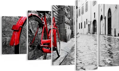 Produktbild von Bild auf Leinwand - Leinwandbild - Straße Fahrrad Kopfsteinpflaster Gebäude - 100x60cm - Wand Bild - Wanddeko - Leinwanddruck - Bilder - Kunstdruck - Leinwand bilder - Wandkunst - EG100x60-3186