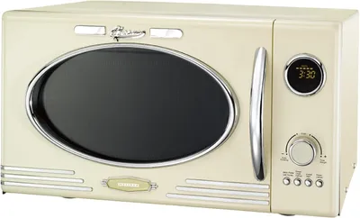 Image de Four à micro-ondes rétro, 23 litres, couleur crème, fonction grill, 1000 watts