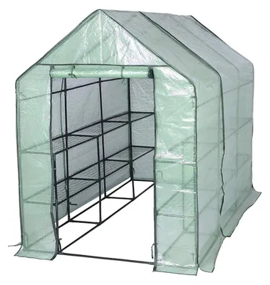 Image de Serre en plastique avec fermeture éclair, dimensions 143 x 215 x 195 cm | Blanc/Vert
