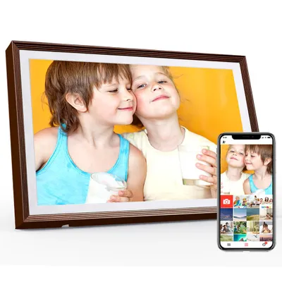 Produktbild von Fine Life Pro Elektronischer Fotorahmen 10,1 " Digitaler Bilderrahmen, 32 GB, Touchscreen WLAN mit Automatische Drehung Photo Video Teilen, Braun