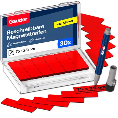 Productafbeelding van GAUDER Beschrijfbare magnetische strips, magneetborden voor Kanban (30 stuks, 75x25mm)
