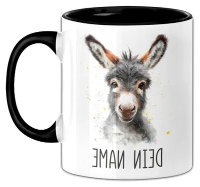 Produktbild von Esel Tasse mit Namen – Personalisierte Geburtstagstasse mit Tiermotiv