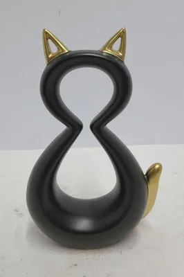 Produktbild von Gilde Figur, Katze, Catty, Keramik, schwarz, goldfarben, VE 2 Höhe: 22.00 cm Breite: 14.00 cm Tiefe: 7.00cm 55417