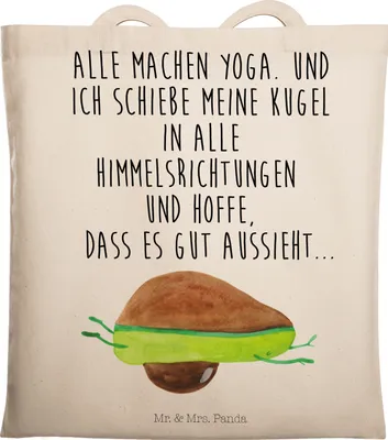 Produktbild von Mr. & Mrs. Panda Tote Bag Avocado Yoga - Transparent - Geschenk, Humor, Shopping Tasche, Hilfe, Laptoptasche, Bauch, Haha, dokumententasche, Jutebeutel, Unsportlich