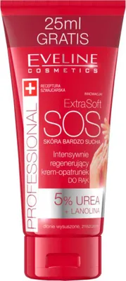 Obrázok produktu pre Eveline Cosmetics Extra Soft S.O.S. Intensywnie regenerujący Krem-opatrunek do rąk 5% urea, 100 ml