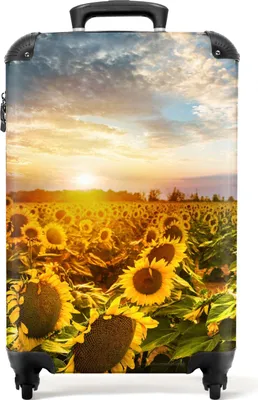 Produktbild von NoBoringSuitcases.com - Koffer Sonnenblumen - Passt in 55x40x20 cm und 55x35x25 cm - Fotokoffer - Wochenendtasche - Handgepäcktrolley - Rollkoffer Erwachsene - Reisetrolley - Kabinenkoffer - Reisekoffer auf Rollen - Rollkoffer leichtHandgepäck Koffer 55x35x20 cm, 36L,