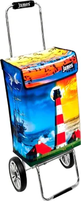 Produktbild von James Einkaufstrolley - LIGHTHOUSE - stabiler Einkaufswagen mit individuellem Design - mehrfarbig: blau | orange in Ausführung: Chrome19